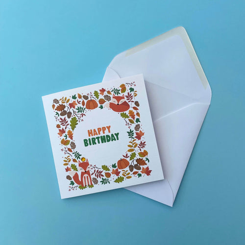 Fox Autumn Birthday Card