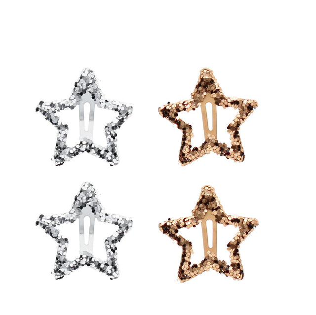 Silver & Gold Star Hair Clips