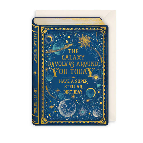Storybook Galaxy Revolves Birthday Card