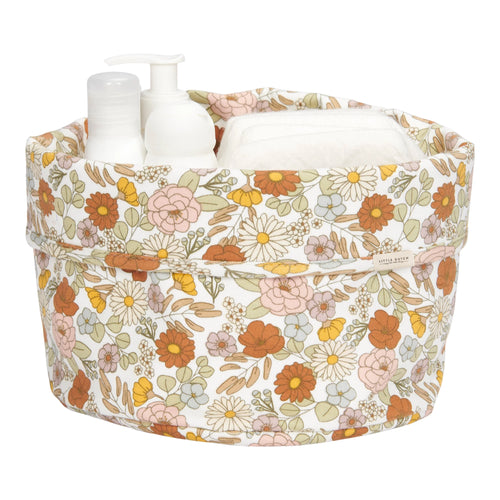 Vintage Flowers Fabric Storage Basket