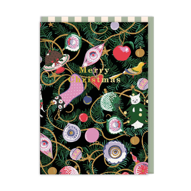 Retro Baubles Christmas Card