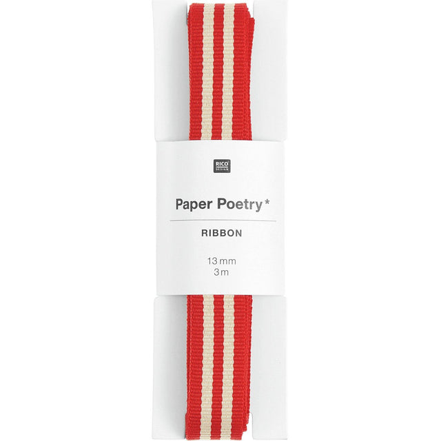 Red & Cream Stripe Ribbon