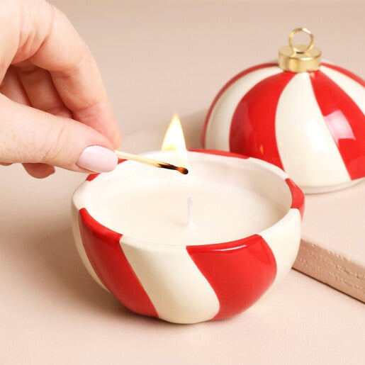 Candy Cane Bauble Candle