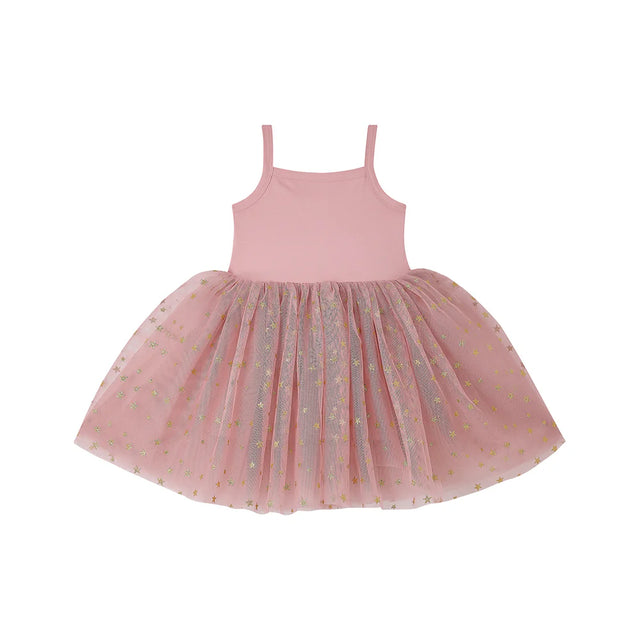 Vintage Pink & Gold Glitter Star Ballet Dress