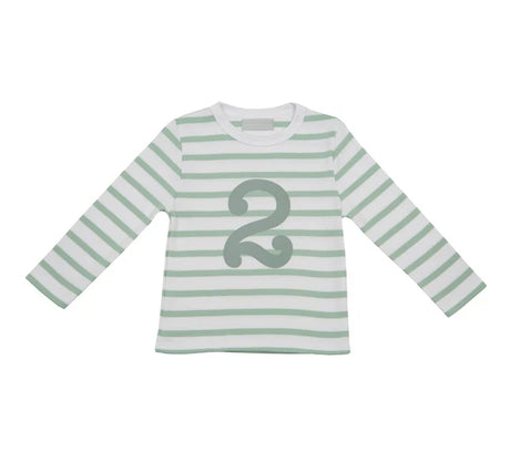 Seafoam & White Breton Stripe Number T Shirts