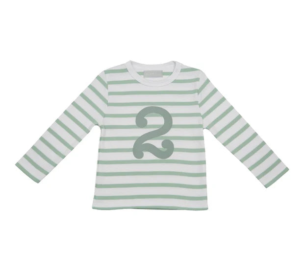 Seafoam & White Breton Stripe Number T Shirts
