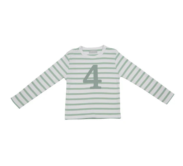 Seafoam & White Breton Stripe Number T Shirts