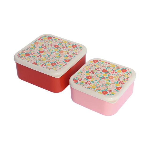 Set Of 2 Red Flowers Snack Boxes