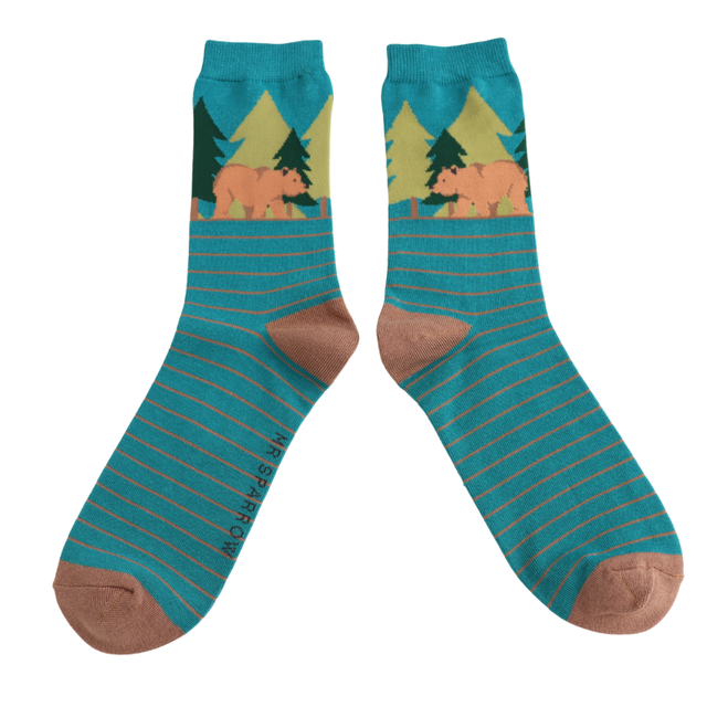 Bear Forest Teal Men’s Socks