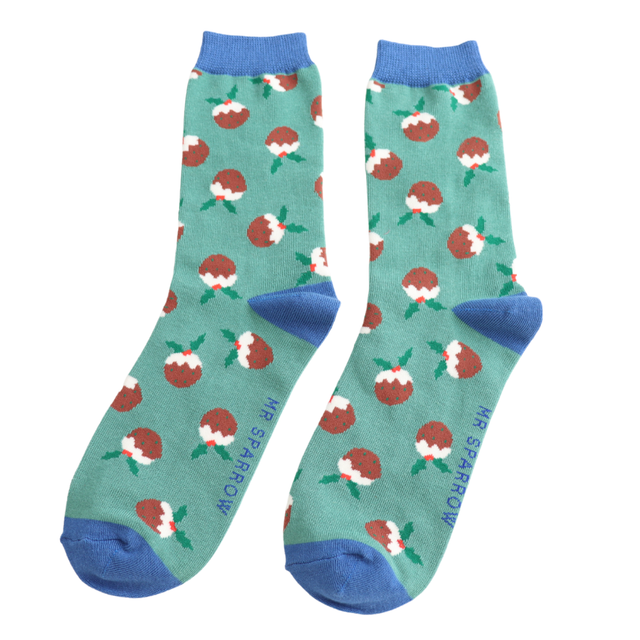 Christmas Puddings Green Men’s Socks