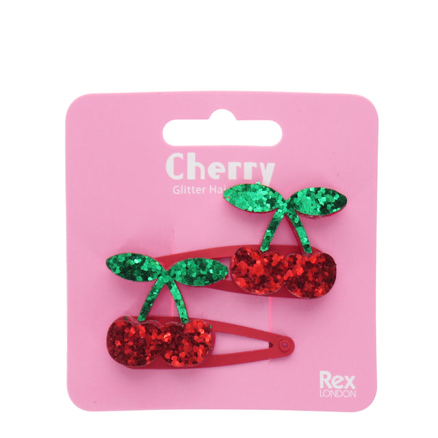 Cherry Glitter Hair Clips