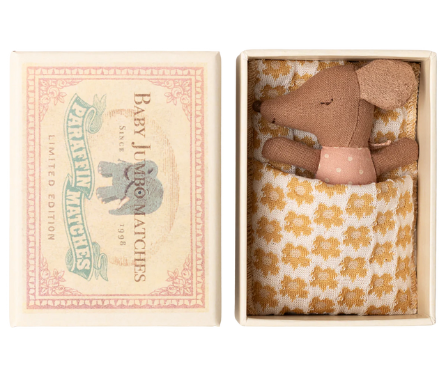 Sleepy Wakey Baby Mouse Matchbox: New Rose
