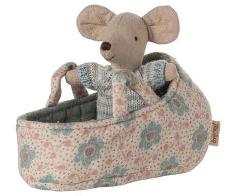 Baby Mouse In Carry Cot: Blue