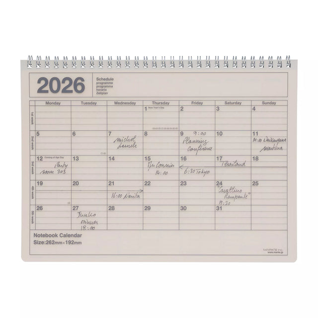 2026 Medium Calendar Notebook: Ivory