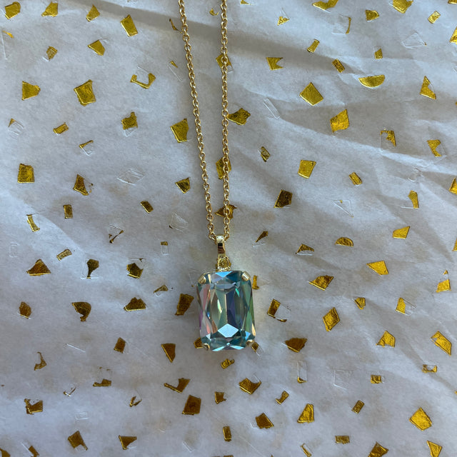 Cubic Zirconia Gold Crystal Necklace