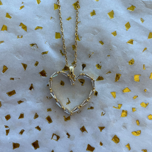 Cubic Zirconia Heart Silhouette Crystal Necklace
