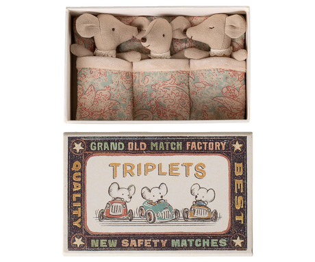 Triplets Baby Mice In Matchbox: Checker
