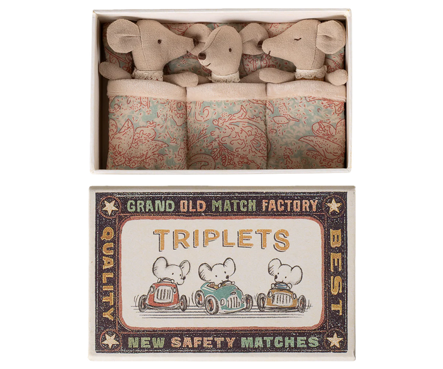 Triplets Baby Mice In Matchbox: Checker