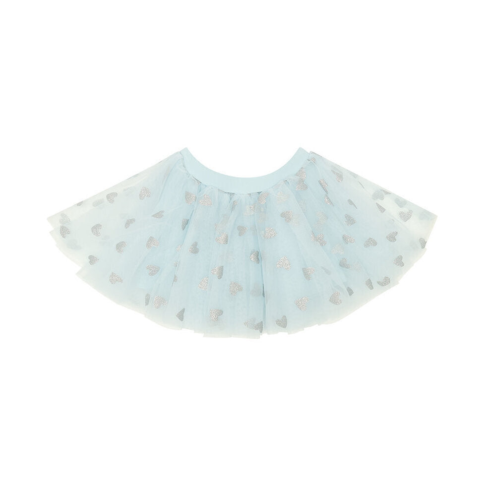 Sky Blue Tutu With Silver Glitter Hearts