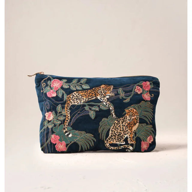 Jungle Jaguar Ink Blue Everyday Pouch