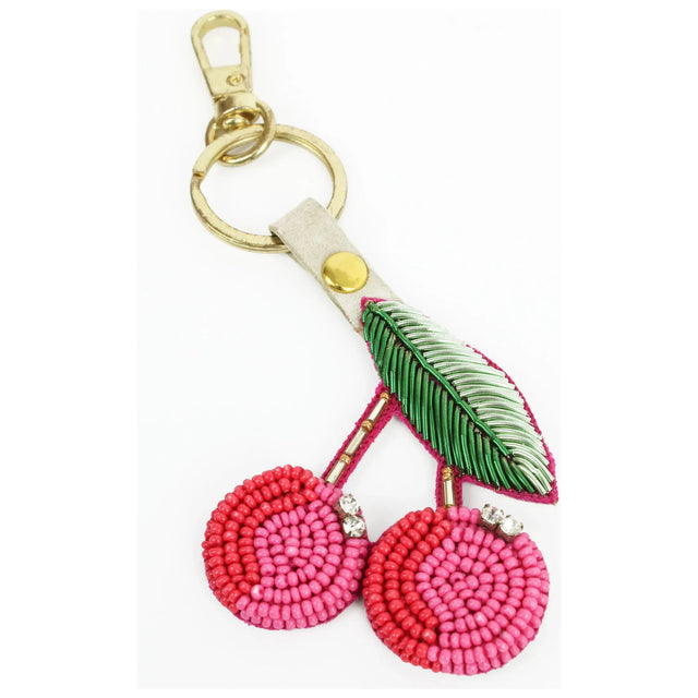 Beaded Cherry Keyring
