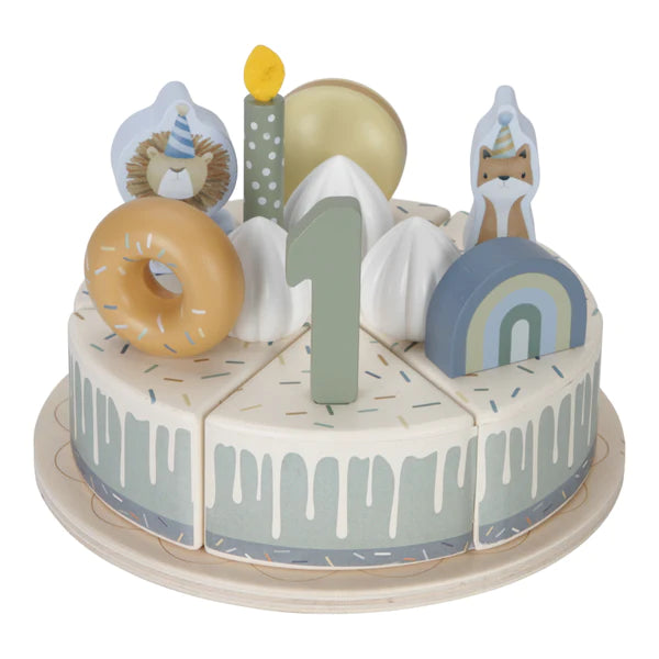 Blue Wooden Birthday Cake