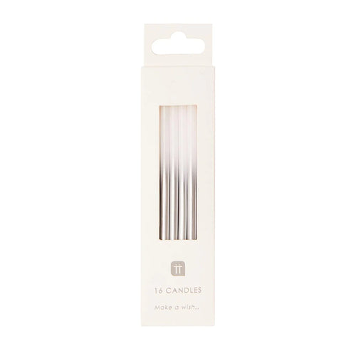 White & Silver Ombre Birthday Candles
