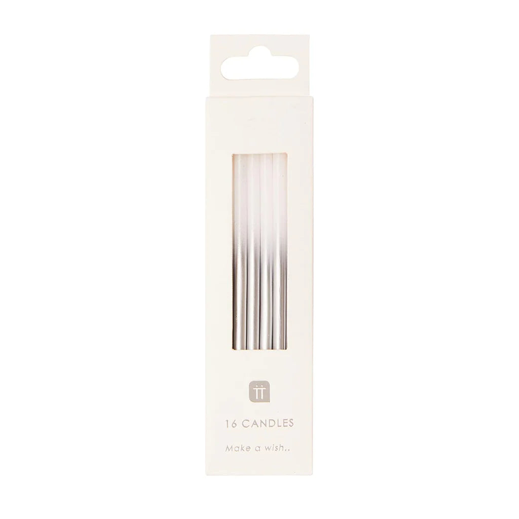 White & Silver Ombre Birthday Candles