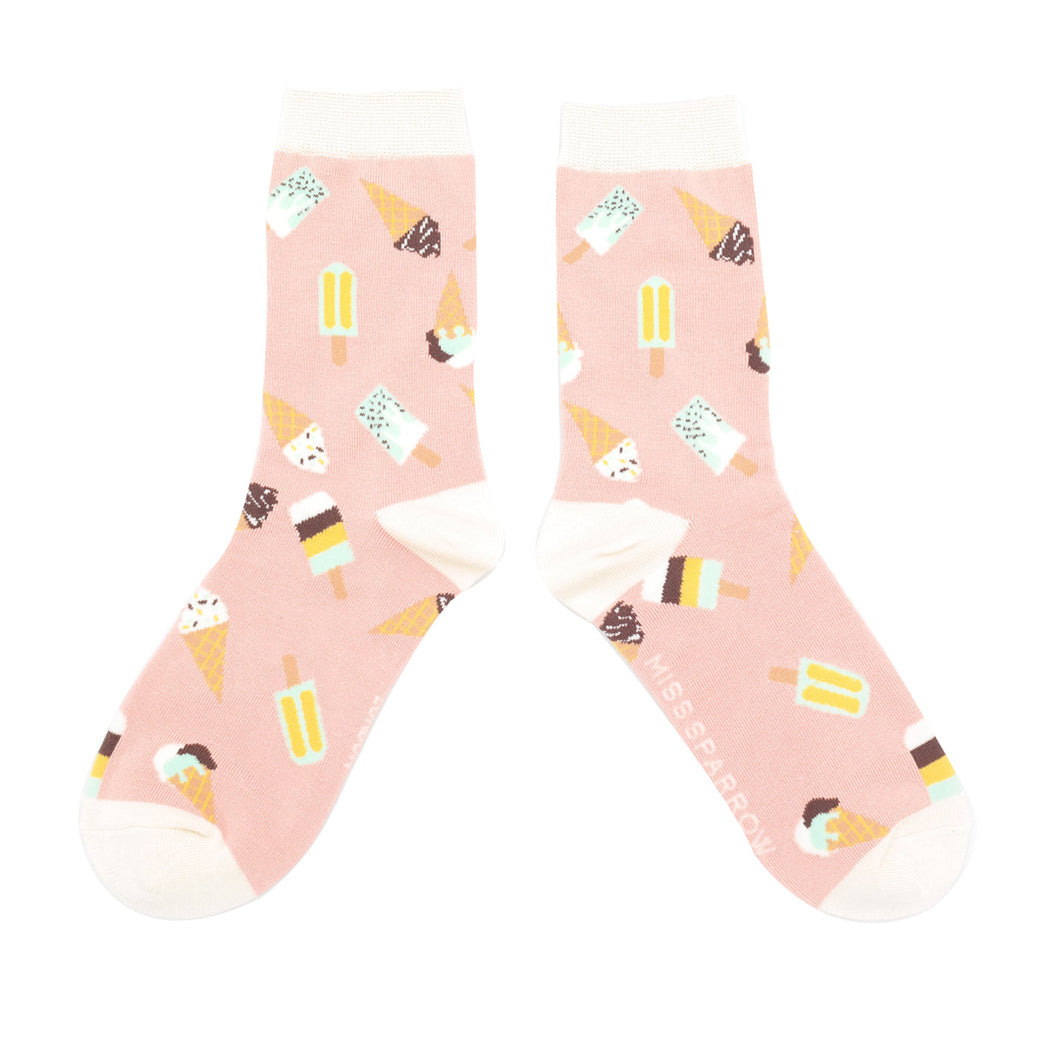 Ice Creams Dusky Pink Bamboo Socks