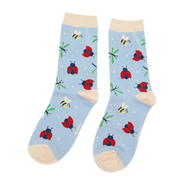 Love Bugs Pale Blue Ladies Socks