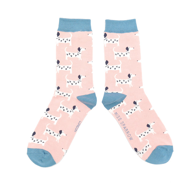Lovely Dogs Dusky Pink Ladies Socks