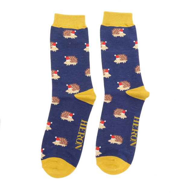 Festive Hedgehogs Men's Bamboo Socks