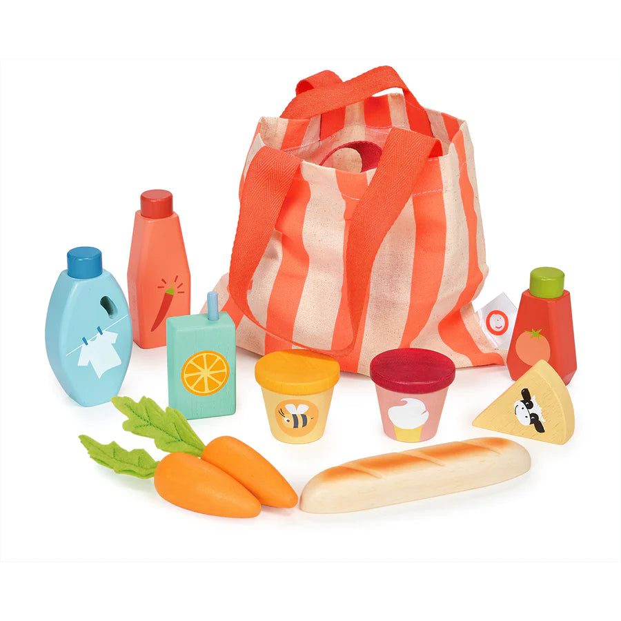 Wooden Bargain Grocery Bag Set