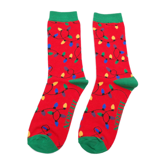 Red Christmas Lights Bamboo Socks