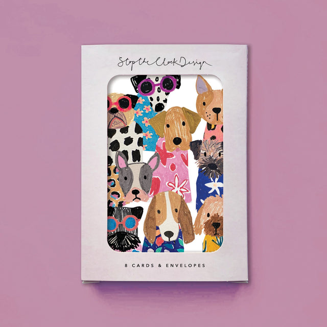 Pack Of  Colourful Dogs Cards