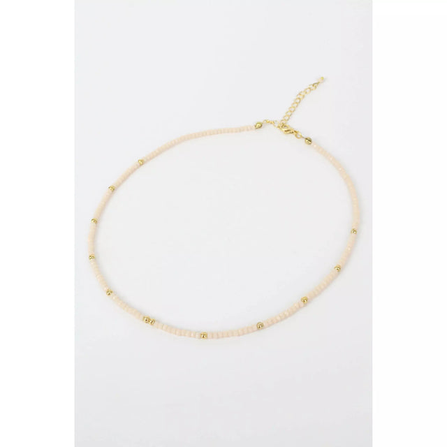 Cream Beaded Gold Necklace