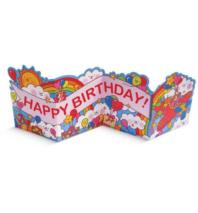 Birthday Banner Plane Fold Out Concertina Card