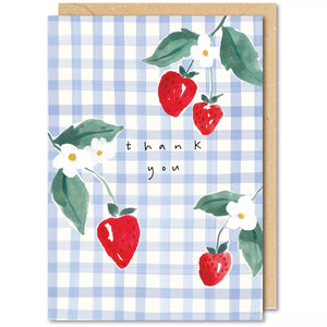 Gingham Strawberry Thankyou Card