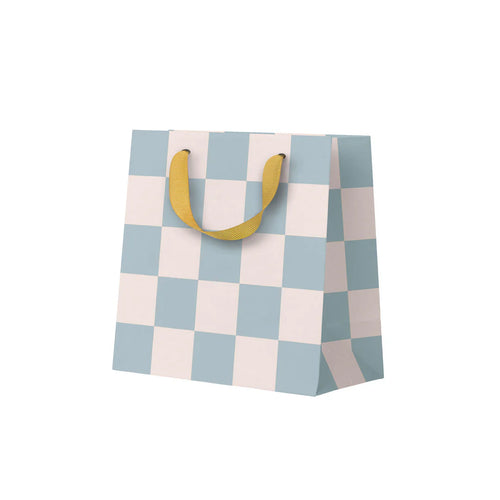 Small Blue Checkerboard Gift Bag