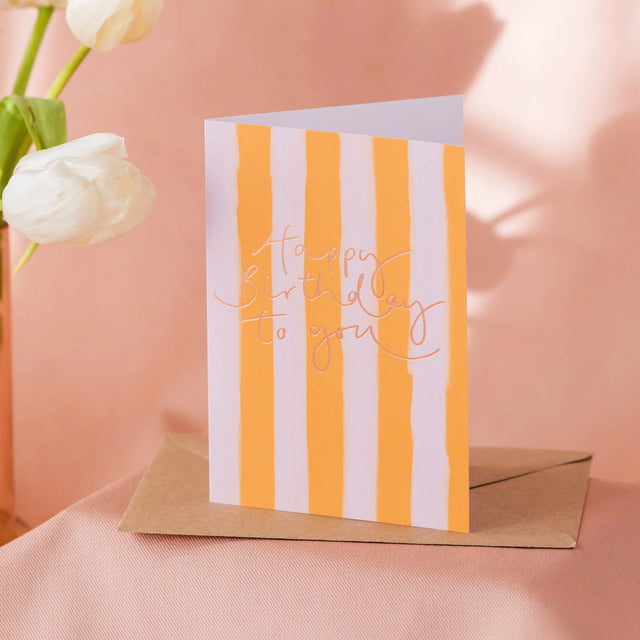 Birthday Mustard Stripe Card