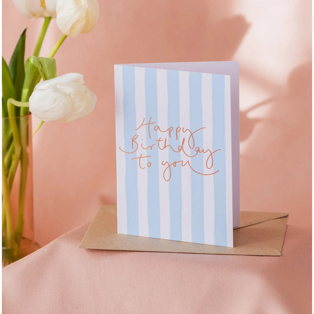 Birthday Blue Stripe Card