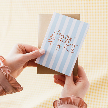 Birthday Blue Stripe Card