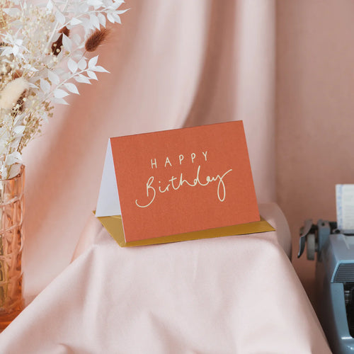 Birthday Orange Metallic Card