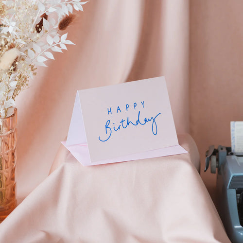 Happy Birthday Pink Metallic Card