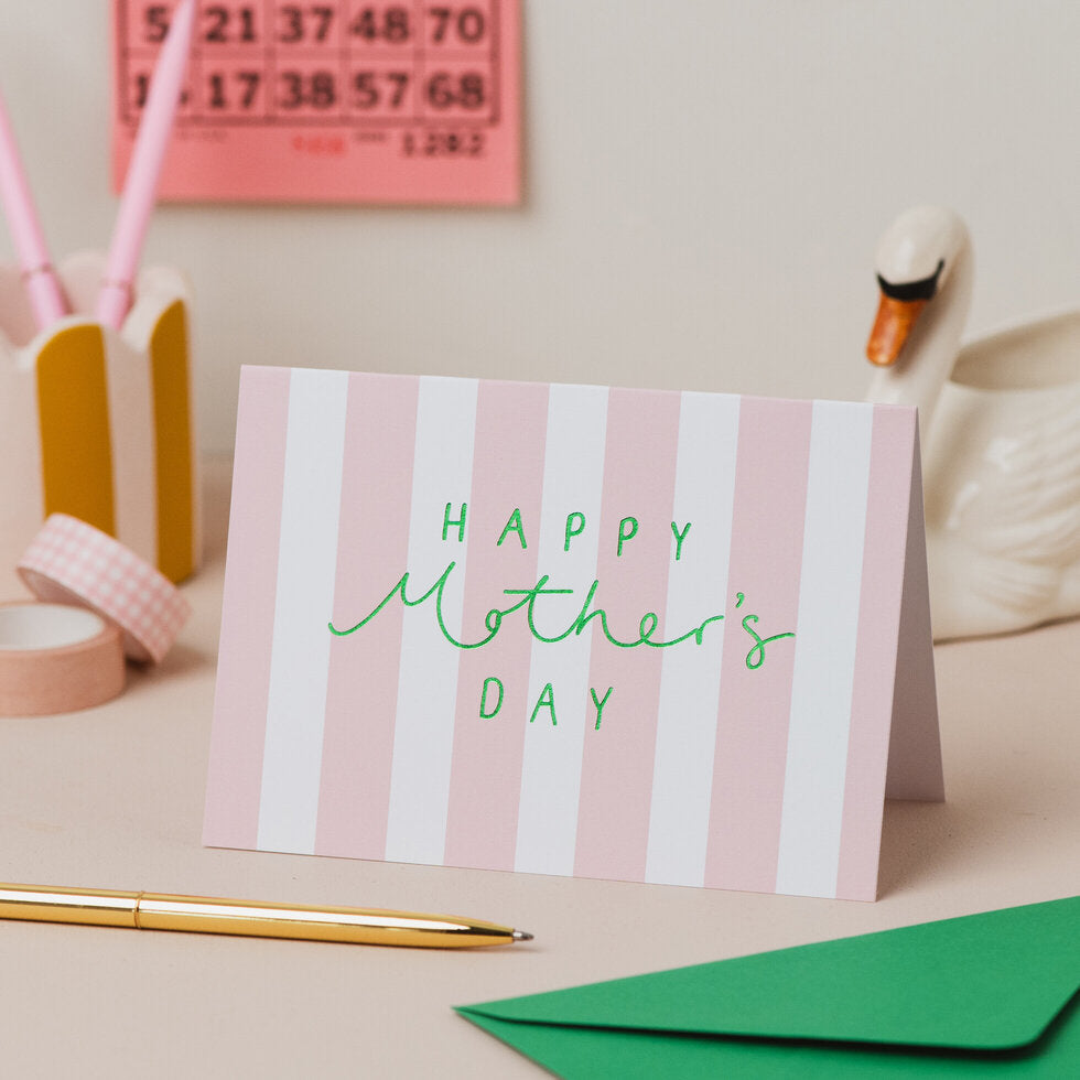 Mother's Day Pink Stripe Card