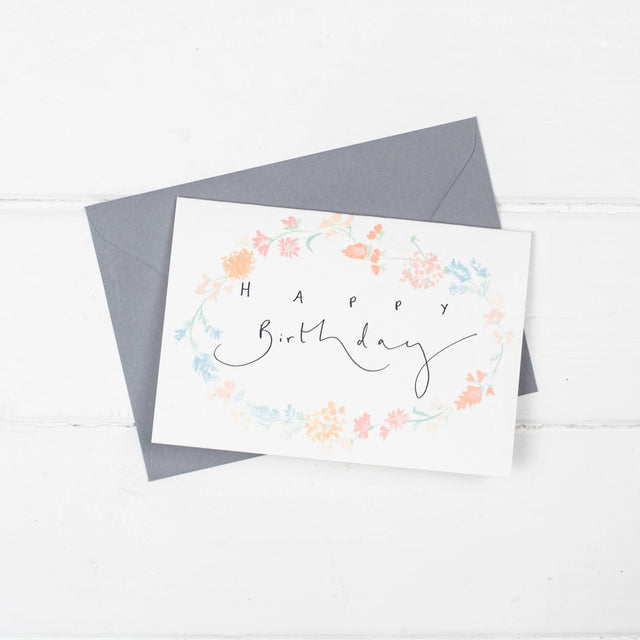 Happy Birthday Floral Border Card