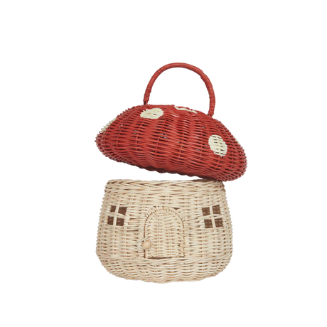 Red Mushroom Rattan Basket