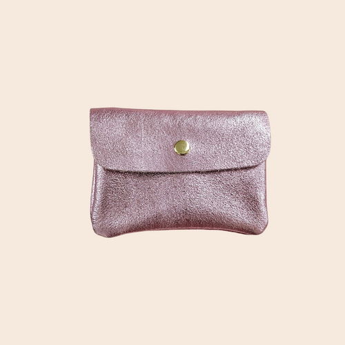 Pink Metallic Leather Purse