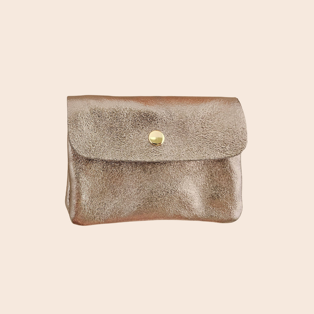 Steel Metallic Leather Purse