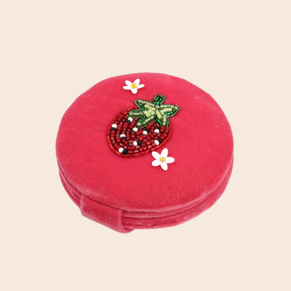 Velvet Strawberry Compact Mirror